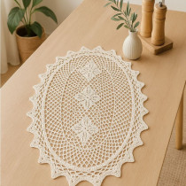 Háčkovaný - krajkový obrus OVÁL 40x90 cm, natur 21