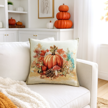 Dekoračná obliečka 064C jesenný motív tekvica, hríbiky