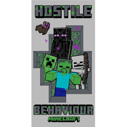 Detská plážová osuška MINECRAFT - HOSTILE BEHAVIOR