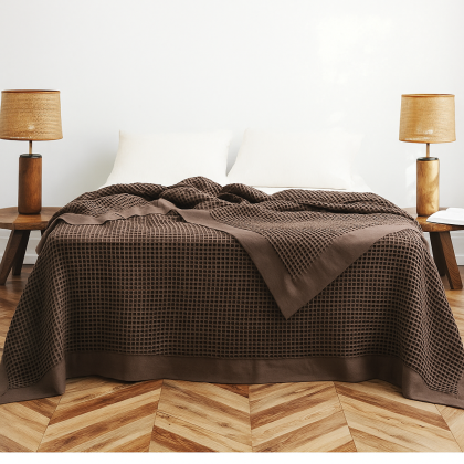 Bavlnený prehoz 220x240 cm Vaflový hnedý