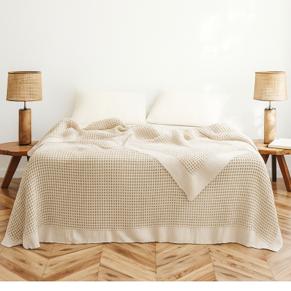 Bavlnený prehoz 220x240 cm Vaflový krémový