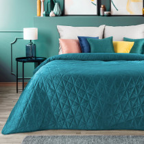 Prehoz LUIZ 5 - 170x210 cm - zo zamatu s geometrickým vzorom, tyrkys Prehoz LUIZ 5 - 170x210 cm - zo zamatu s geometrickým vzorom, tyrkys