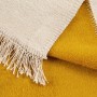 DUO deka, dvojfarebná bavlna a akryl so strapcami, obojstranná béžovo medová