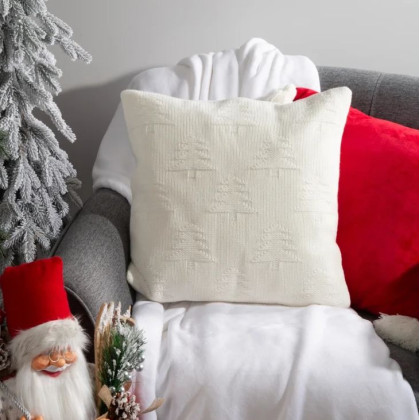 Vianočná obliečka na vankúš NOEL úpletová so škandinávskym motívom biely Vianočná obliečka na vankúš NOEL úpletová so škandinávskym motívom biely