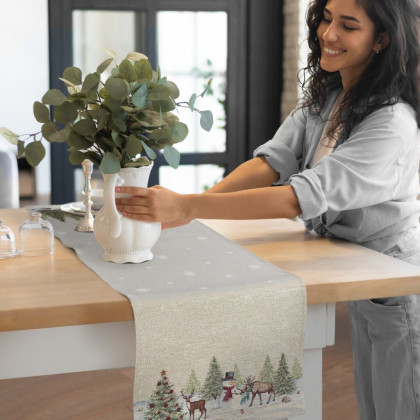 Vianočné gobelínové šerpy - behúne 40x100cm, 1314 pretkaný metalickou niťou