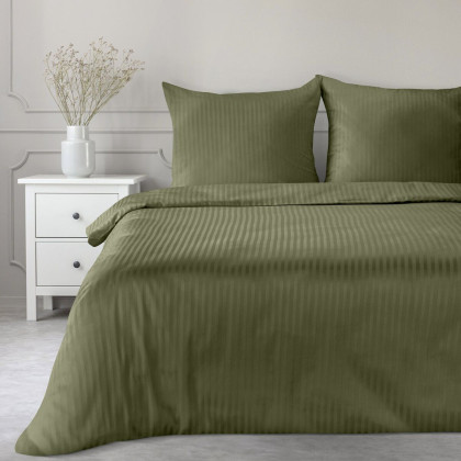 Posteľné obliečky damaškové VERA olivový prúžok