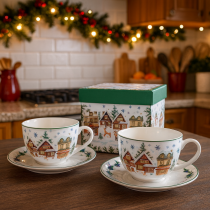 Porcelánový set pre dvoch šálky - Vianočná dedinka 0,27l Porcelánový set pre dvoch šálky - Vianočná dedinka 0,27l