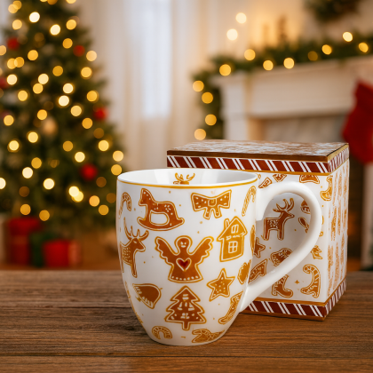 VIanočný porcelánový bylinkový hrnček - Gingerbread biely 1 liter VIanočný porcelánový bylinkový hrnček - Gingerbread biely 1 liter