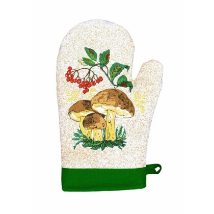 CHŇAPKA kuchynská rukavica Huby zelená