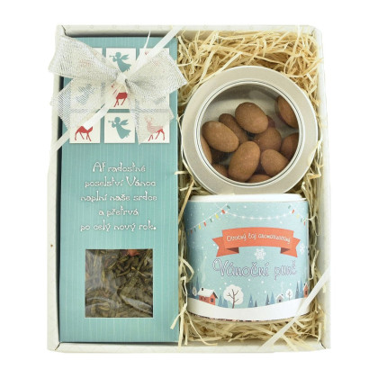 Darčekový balíček Nech radostné - čaje, mandle