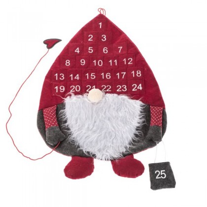 Závesný textilný 62 cm adventný kalendár ŠKRIATOK