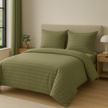 Posteľné obliečky damaškové Prúžok olivové