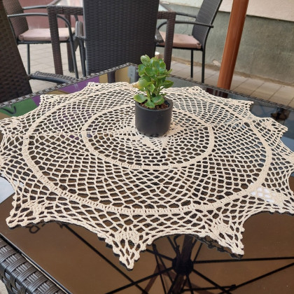 Háčkovaný - krajkový obrus 60 cm kruh, natur 21 Háčkovaný - krajkový obrus 60 cm kruh, natur 21