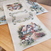 Gobelínový obrus behúň - šerpa 1343 život na dedine