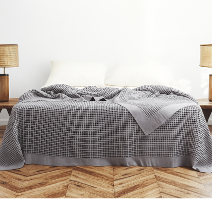 Bavlnený prehoz 220x240 cm Vaflový sivý