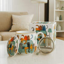 Porcelánový bylinkový hrnček Mačací svet 043l Porcelánový bylinkový hrnček Mačací svet 043l