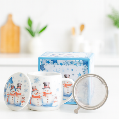 Vianočny porcelánový hrnček bylinkový Snehuliaci 0,43l Vianočny porcelánový hrnček bylinkový Snehuliaci 0,43l
