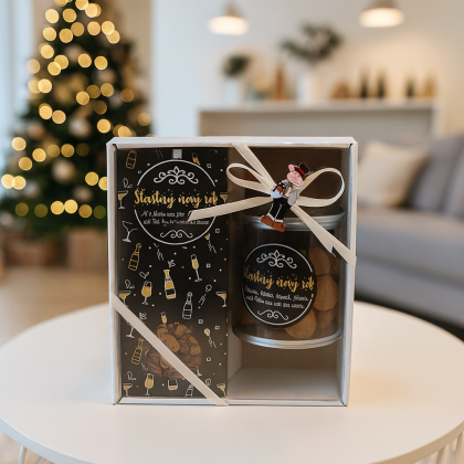 Darčekový balíček čaj + mandle Šťastný Nový Rok