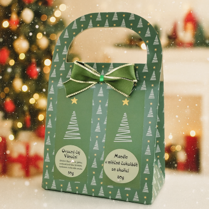 Čajová darčeková taška s mandlami Stromček zlatý