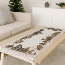 Zimná šerpa - béžový behúň na stôl 40x90 cm dedinka 5493 Zimná šerpa - béžový behúň na stôl 40x90 cm dedinka 5493