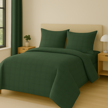 Posteľné obliečky damaškové Square tmavozelené