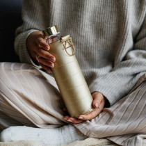 Sklenená fľaša EQUA MISMATCH Golden, 750 ml v koženkovom obale