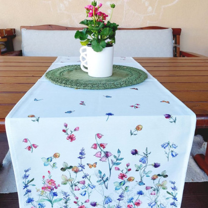 Jemná šerpa - behúň s s potlačou 40x90 cm, 1729 lúčne kvety Jemná šerpa - behúň s s potlačou 40x90 cm, 1729 lúčne kvety