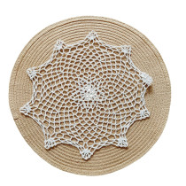 Háčkovaný - krajkový obrus 35 cm kruh, natur 21 Háčkovaný - krajkový obrus 35 cm kruh, natur 21