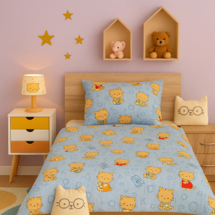 Posteľné obliečky krepové 114A modré do postieľky aj do škôlky