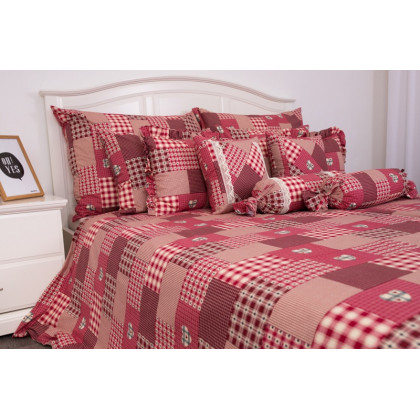 Letný paplón - prehoz Patchwork červený 