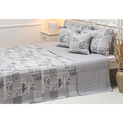 Prešívaný prehoz - DELUXE PATCHWORK šedý romantic Prešívaný prehoz - DELUXE PATCHWORK šedý romantic