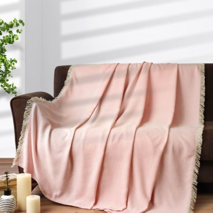 Jemný tkaný prehoz na pohovku aj posteľ SANDY pudrový 210x230 cm