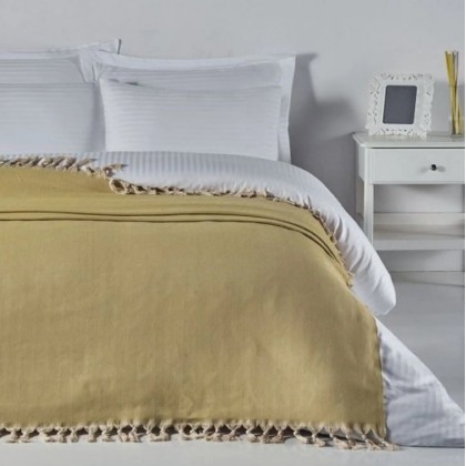Jemný tkaný prehoz na pohovku aj posteľ SIRTI horčicový 200x240 cm
