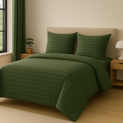 Posteľné obliečky damaškové Prúžok tmavozelené