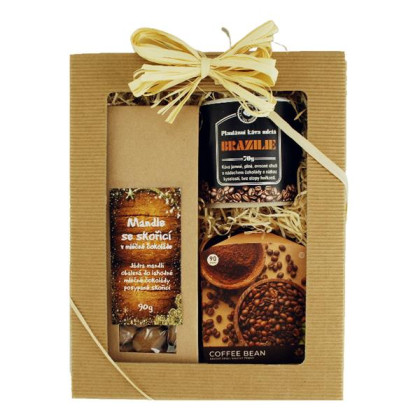 Darčekový balíček Coffee Bean, káva, mandle, sviečka Darčekový balíček Coffee Bean, káva, mandle, sviečka