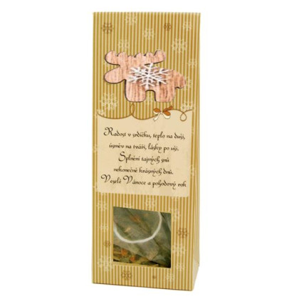 Čaj Vianočná vločka, drevený sobík 50gr. porcovaný čaj