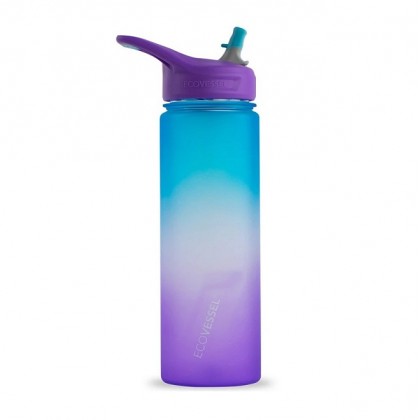 Športová plastová fľaša so slamkou Wave 700 ml - LAVENDER FIELDS