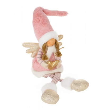 Vianočná bábika - anjel 83 cm sediaca, ružová 2