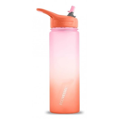 Športová plastová fľaša so slamkou Wave 700 ml - Coral Sands