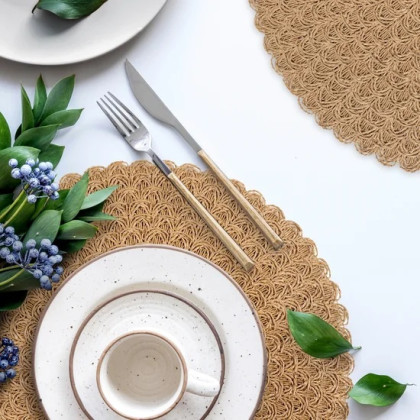 Okrúhle prestieranie BOHO natur so vzorom Okrúhle prestieranie BOHO natur so vzorom