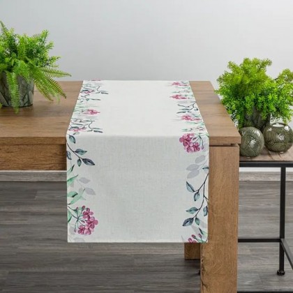 Behúň na stôl NATU 40x180 cm s potlačou s rastlinným motívom