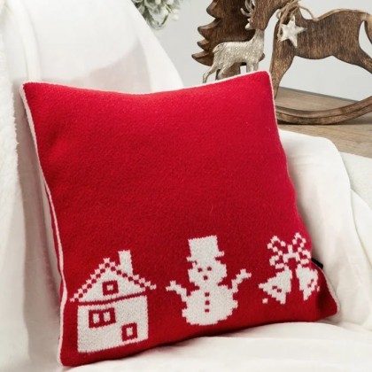 Vianočná obliečka na vankúš NOEL z mäkkého úpletu so vzorom v škandinávskom štýle