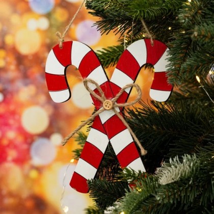 Dekorácia 18cm na vianočný stromček v ekologickom štýle v tvare cukroviniek