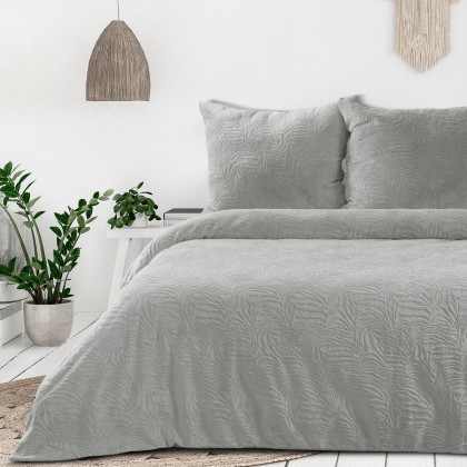 Mikroplyšové obliečky FLANO 140x200 cm SIVÉ so vzorom palmového listu Mikroplyšové obliečky FLANO 140x200 cm SIVÉ so vzorom palmového listu