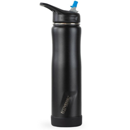 Nerezová termofľaša ECO VESSEL so slamkou 700 ml BLACK SHADOW
