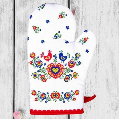 CHŇAPKA kuchynská rukavica Folk červená 73