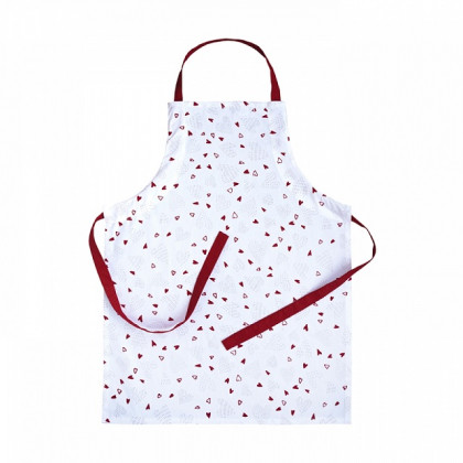 Kuchynská zástera  DEKORO 8842 Srdiečka biela, červená