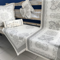 Gobelínové obrusy s krajkou - A005 sivé-kaki Gobelínové obrusy s krajkou - A005 sivé-kaki
