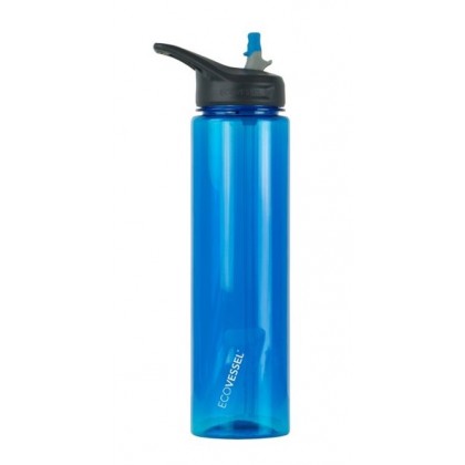 Športová plastová fľaša so slamkou ECO VESSEL 950 ml - BLUE WAVE