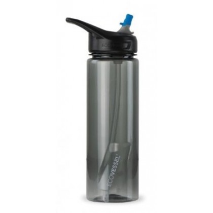 Športová plastová fľaša so slamkou Wave 700 ml - BLACK SHADOW WAVE